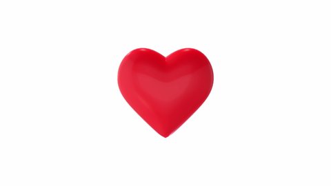 3D animation of red heart. Looped heart rotation. Alpha channel, transparent background. Easy to apply on top of any video. 4k.