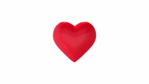 3D animation of red heart. Set of hearts animations. Alpha channel, transparent background. Easy to apply on top of any video. 4k.