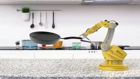 
3d rendering chef robot cooking in kitchen 4k animation