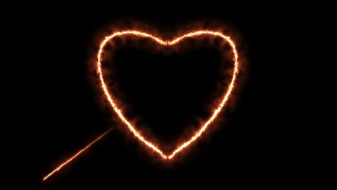 Burning heart and heart in neon light. Compilation of animations with fire and glow light effects.