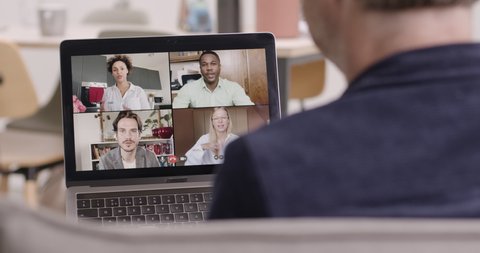 Video call with colleagues working from home, Business people using Video Conferencing technology for virtual meeting