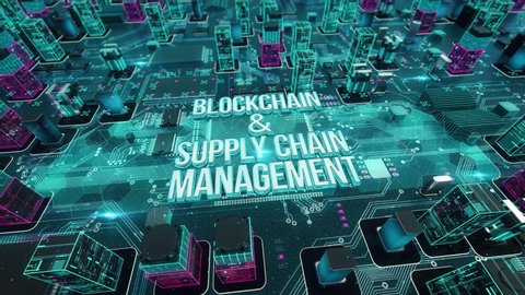 Blockchain & Supply Chain Management with digital technology hitech concept