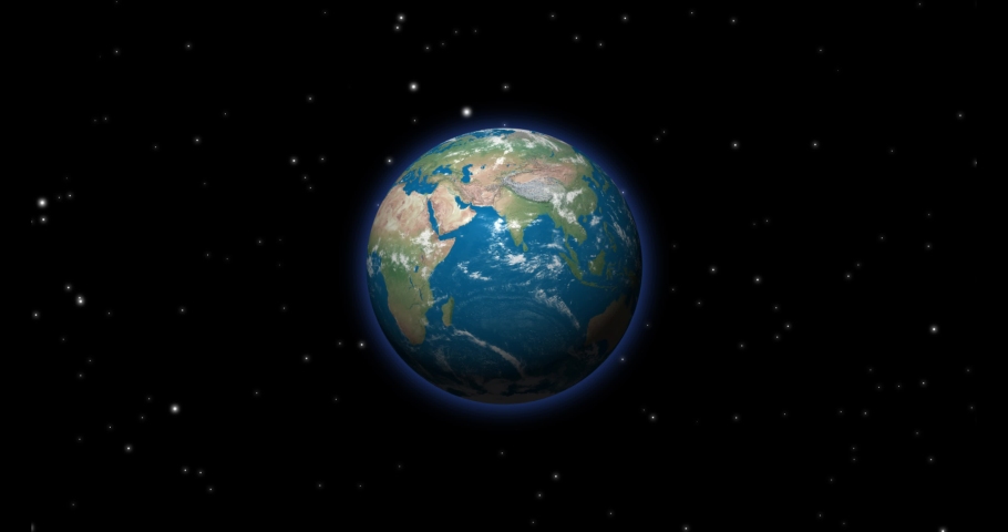 The Earth rotating on its axis in black space and stars. High detailed, Realistic, Animation | Shutterstock HD Video #1055461265
