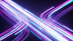 Blue and purple neon stream. High tech abstract curve background. Striped creative texture. Information transfer in a cyberspace. Rays of light in motion. Seamless loop 3d render. - Powered by Shutterstock - Get 15% off with code: PIKWIZARD15