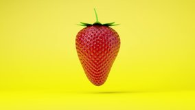 3D animation - Strawberry floating in loop on yellow background
 - Powered by Shutterstock - Get 15% off with code: PIKWIZARD15