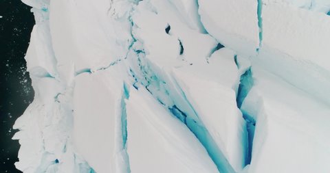 AERIAL CU Glacier front in Neko Harbor / Antarctic Peninsula, Antarctica