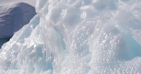 CU PAN Cracked ice of iceberg at Damoy Point / Antarctic Peninsula, Antarctica