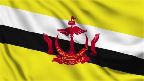 Waving flag loop. National flag of Brunei