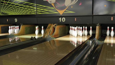 League Bowling Multiple Strikes On A Pair Of Retro Lanes