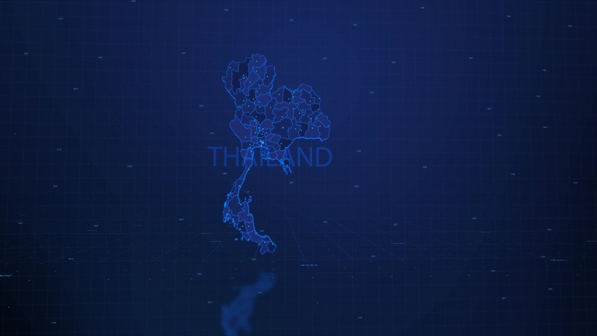 A stylized rendering of the thailand  map conveying the modern digital age and its emphasis on global connectivity among people | Shutterstock HD Video #1055501432