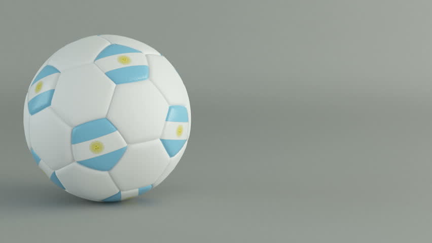 3D Render of spinning soccer ball with flag of Argentina