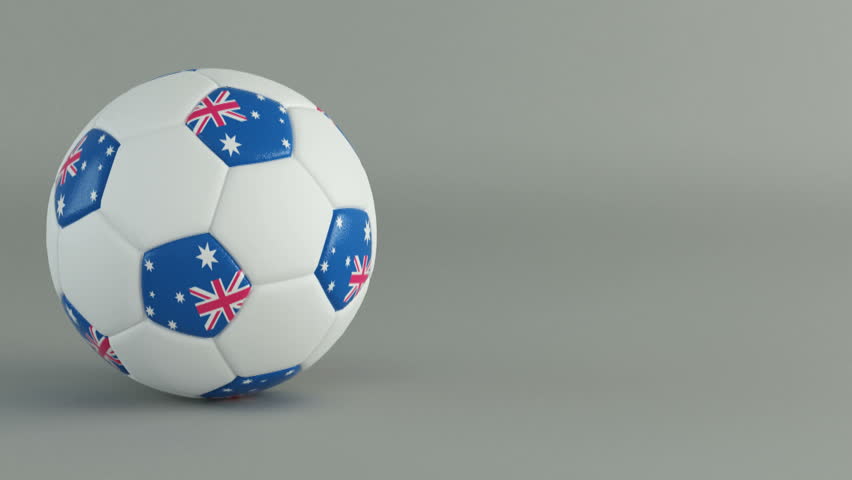 3D Render of spinning soccer ball with flag of Australia