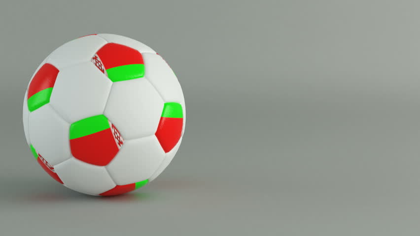 3D Render of spinning soccer ball with flag of Belarus