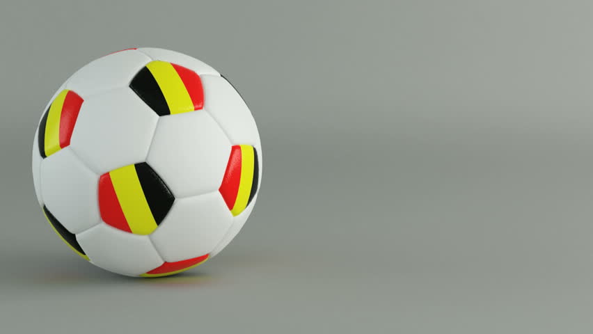 3D Render of spinning soccer ball with flag of Belgium