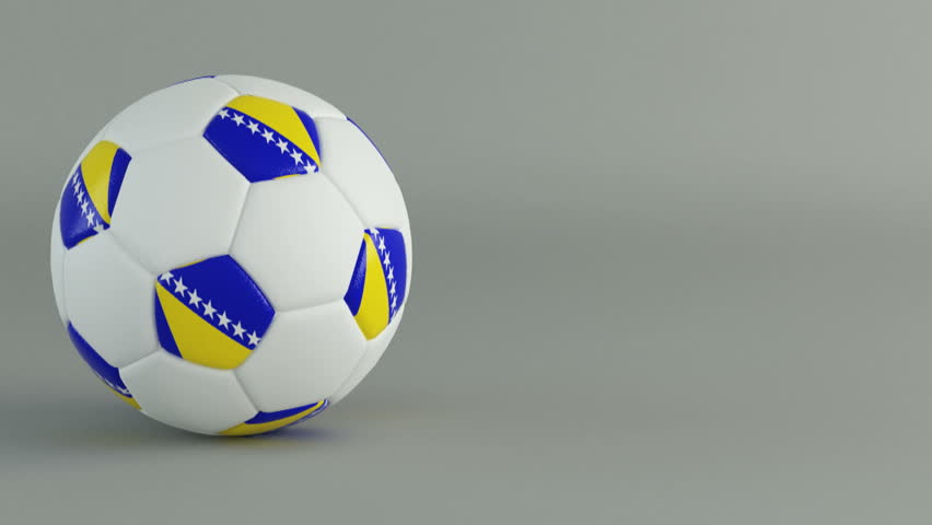 3D Render of spinning soccer ball with flag of Bosnia and Herzegovina