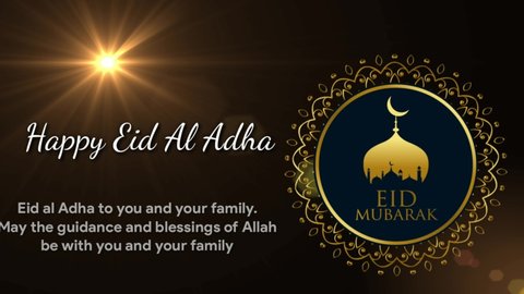 Eid Al Adha Card and Greeting. Eid Mubarak. Qurban Day Motion Animation