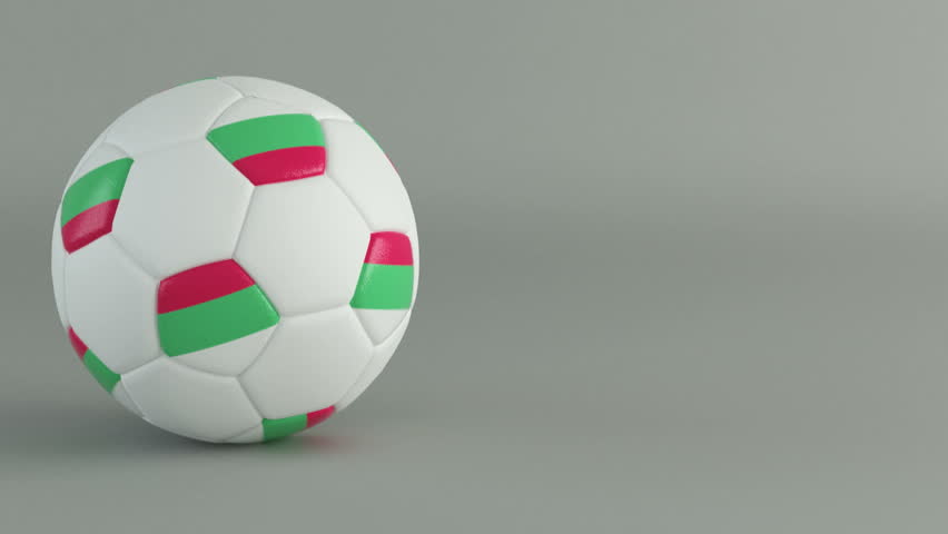 3D Render of spinning soccer ball with flag of Bulgaria