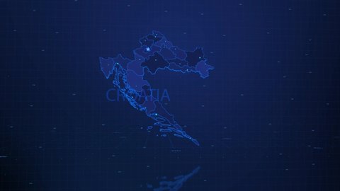 A stylized rendering of the croatia   map conveying the modern digital age and its emphasis on global connectivity among people