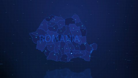 A stylized rendering of the romania   map conveying the modern digital age and its emphasis on global connectivity among people