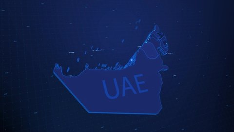 A stylized rendering of the United Arab Emirates   map conveying the modern digital age and its emphasis on global connectivity among people