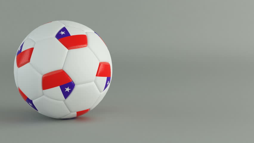 3D Render of spinning soccer ball with flag of Chile