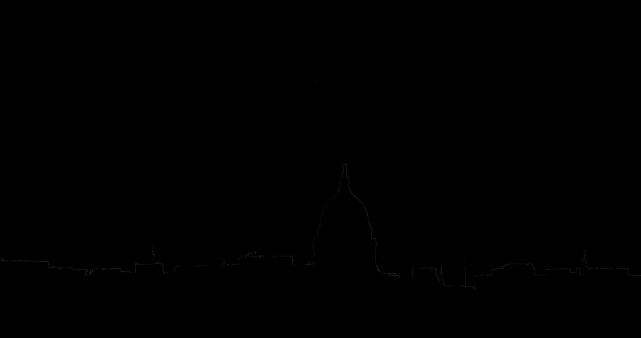 Wisconsin Madison Downtown Skyline Silhouette Moonrise Timelapse