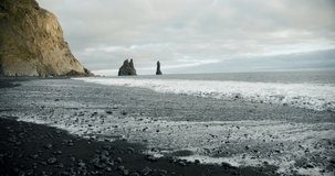 Bblack sand beach and it's rock formations Reynisfjara, Vik Iceland Reynisfjara Beach.