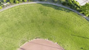 Aerial drone view of softball / baseball field shot in 4k high resolution