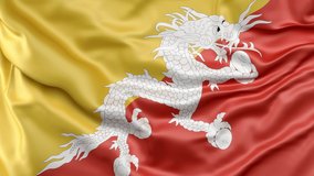 A high-quality footage of 3D Bhutan flag fabric surface background animation 