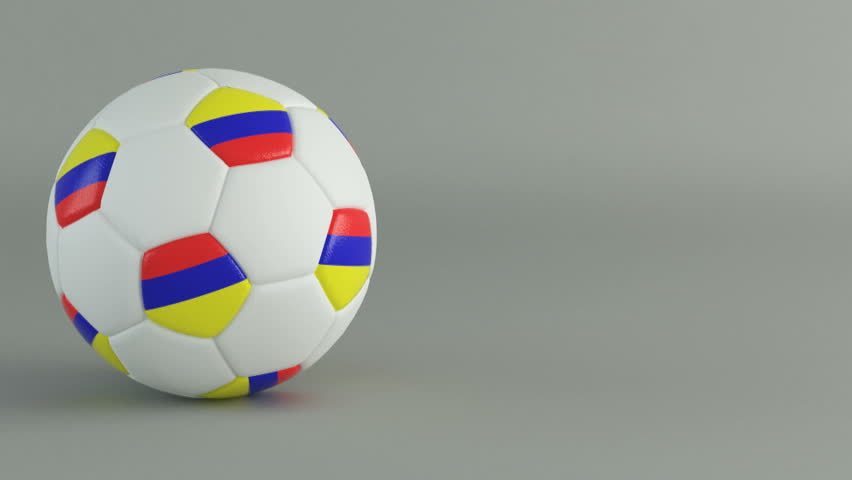 3D Render of spinning soccer ball with flag of Colombia