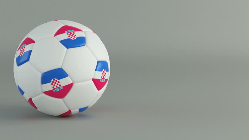 3D Render of spinning soccer ball with flag of Croatia