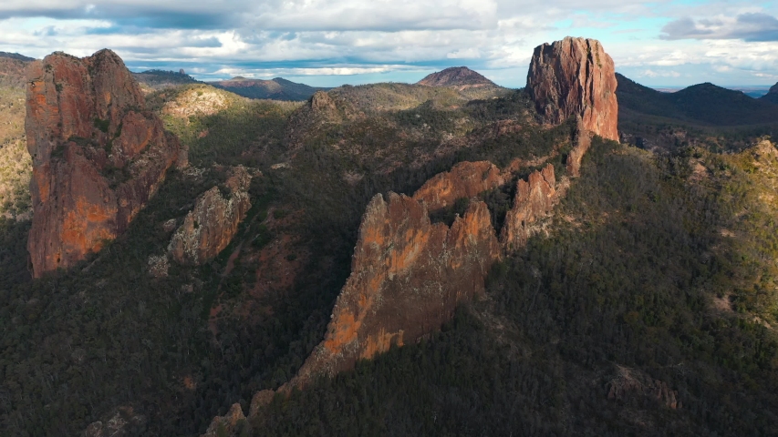 Mountains in New South Wales Australian outback, high aerial view