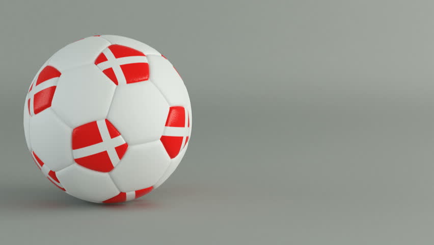 3D Render of spinning soccer ball with flag of Denmark
