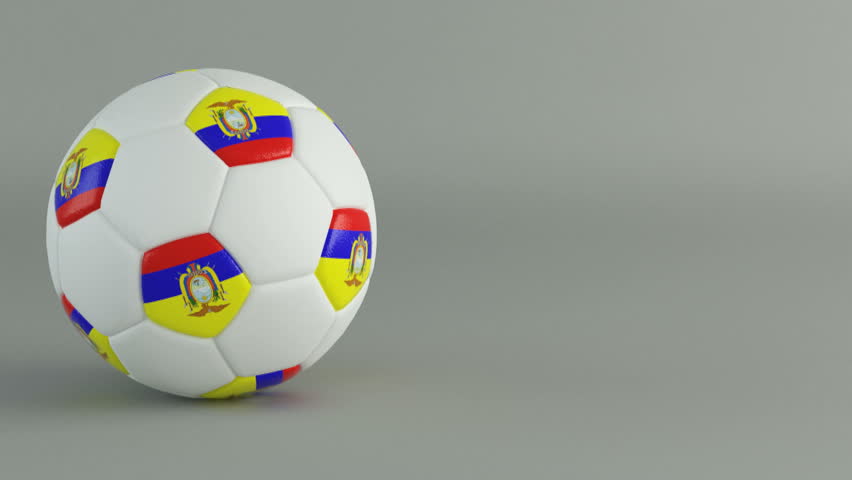 3D Render of spinning soccer ball with flag of Ecuador