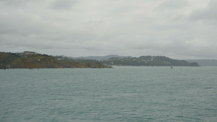 Views of Wellington from ferry ride between Wellington and Picton, New Zealand