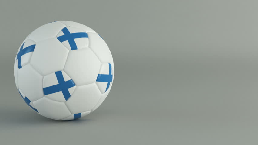 3D Render of spinning soccer ball with flag of Finland
