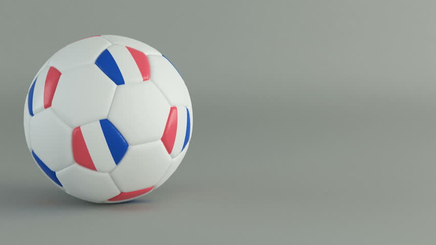 3D Render of spinning soccer ball with flag of France