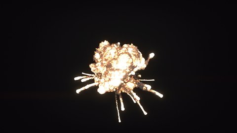Fire explosion with thick heavy smoke isolated black background. 3d rendering HD