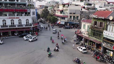 The chaos traffic of Hanoi in Vietnam, 25. November 2019