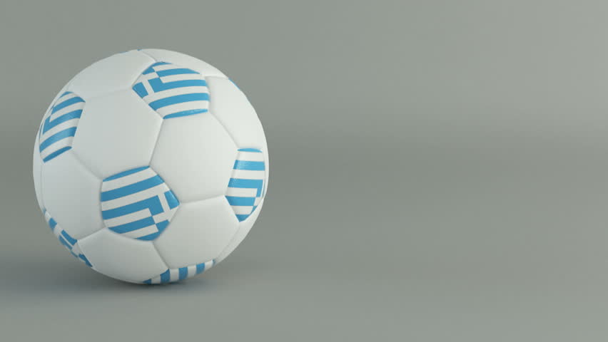 3D Render of spinning soccer ball with flag of Greece