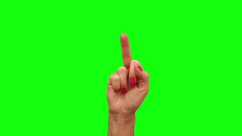 Woman Hand Showing Fuck You Middle Finger Negative Sign Symbol with Green Screen background