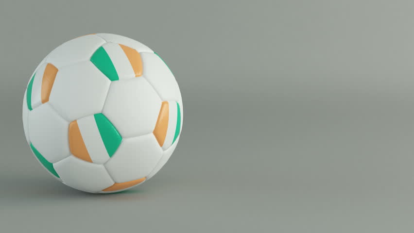 3D Render of spinning soccer ball with flag of Ireland
