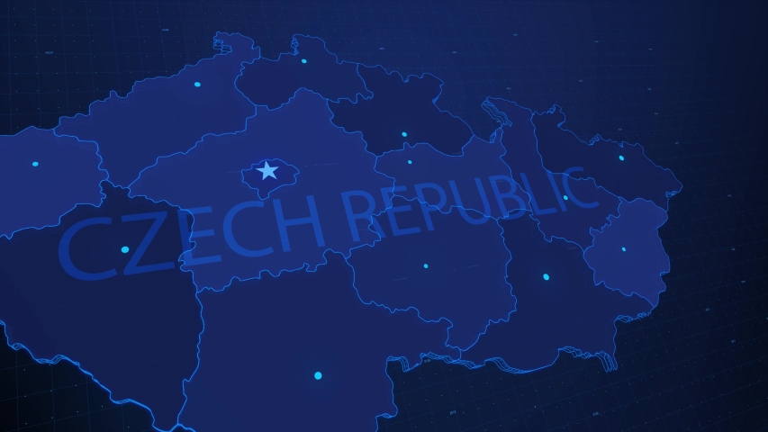 A stylized rendering of the czech republic map conveying the modern digital age and its emphasis on global connectivity among people