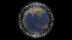 Rotating animated earth on quarantine closed for the entire universe due to coronoanvirus covid-19.