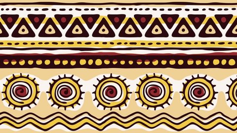 Animated background. Ancient ethnic pattern, hand drawing.