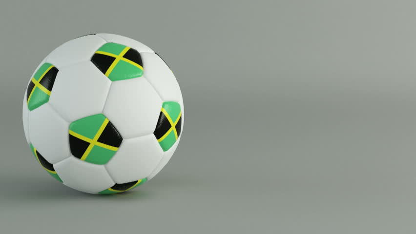 3D Render of spinning soccer ball with flag of Jamaica