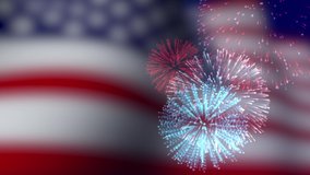 USA PATRIOTIC BACKGROUND WITH FIREWORKS AND WAVING FLAG - Powered by Shutterstock - Get 15% off with code: PIKWIZARD15