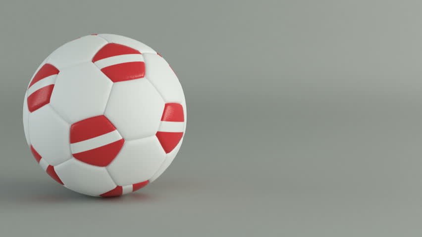 3D Render of spinning soccer ball with flag of Latvia