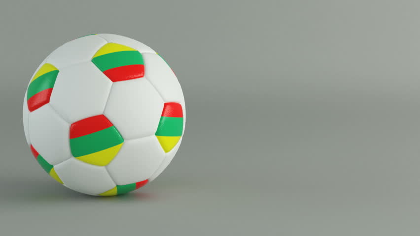 3D Render of spinning soccer ball with flag of Lithuania