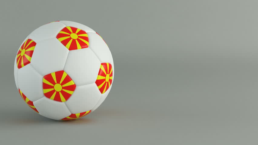 3D Render of spinning soccer ball with flag of Macedonia